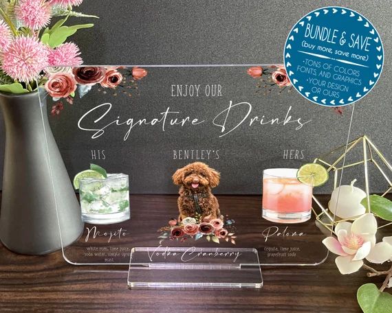Signature Drinks Custom Acrylic Wedding Sign, Wedding Table Bar Signs, Modern Minimalist Rustic W... | Etsy (US)