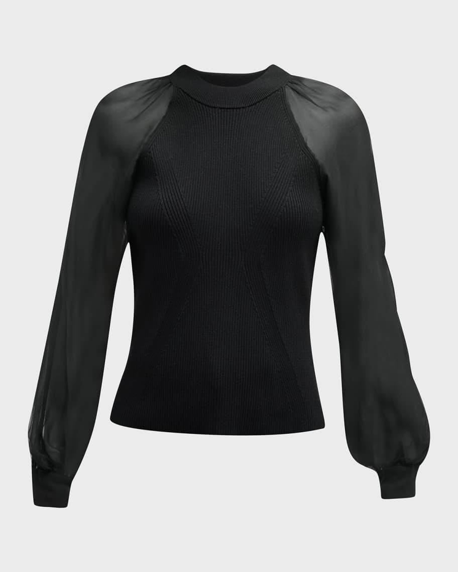 Veronica Beard Lucienne High-Neck Pleated Blouse | Neiman Marcus