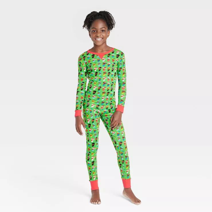 Kids' Multi Santa Print Matching Family Pajama Set - Wondershop™ Green | Target