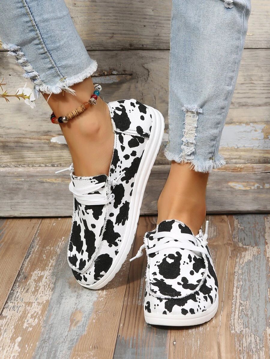 Cow Print Lace-up Front Casual Shoes
   
      SKU: sx2206042049779771
          (1000+ Reviews) ... | SHEIN