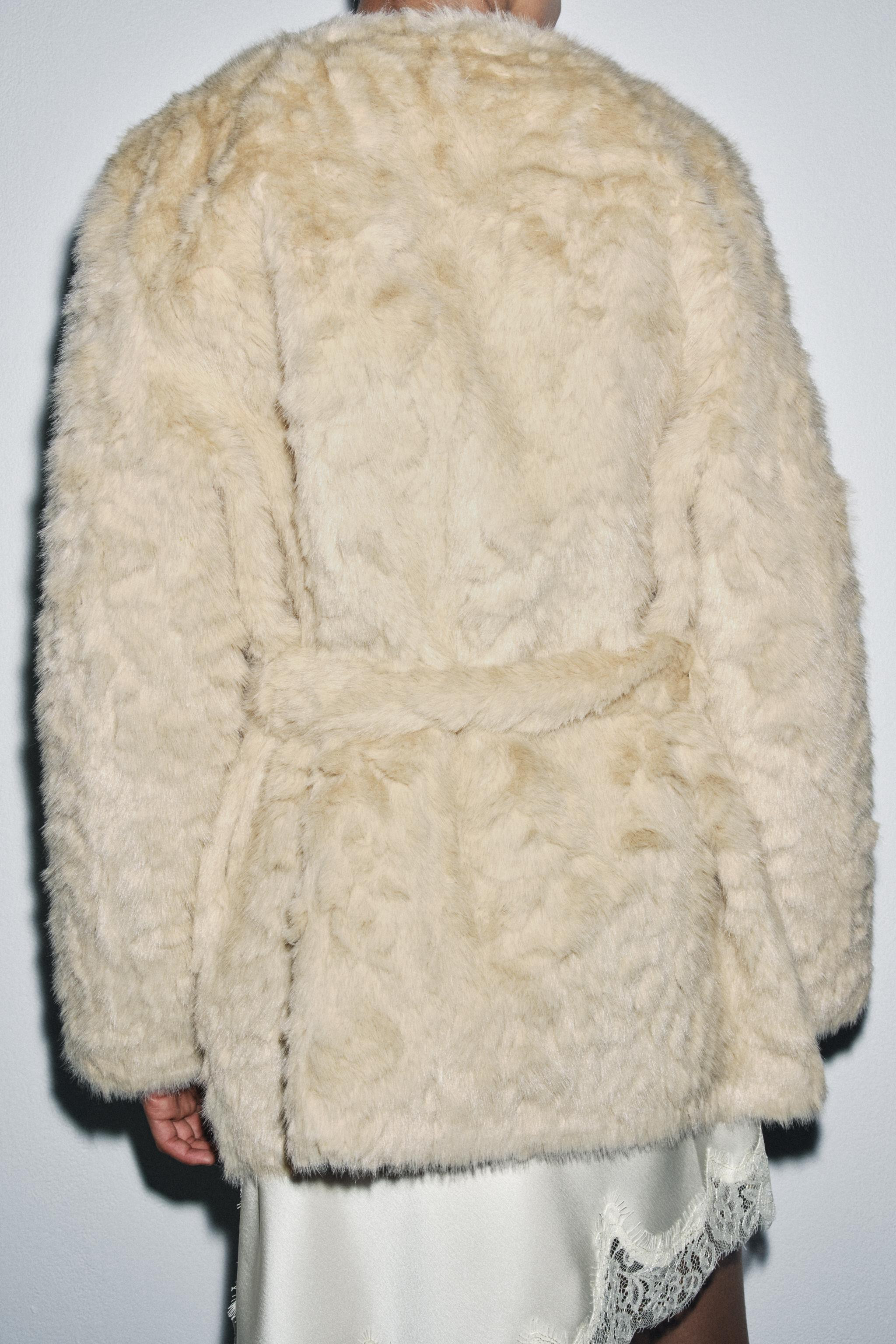 FAUX FUR COAT WITH BELT ZW COLLECTION | Zara UK