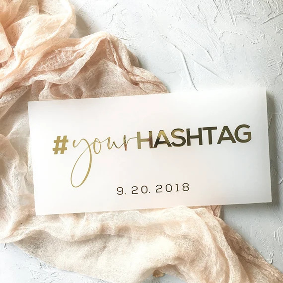 Freestanding Hashtag Wedding Sign  12 x 5  Thick Custom | Etsy | Etsy (US)