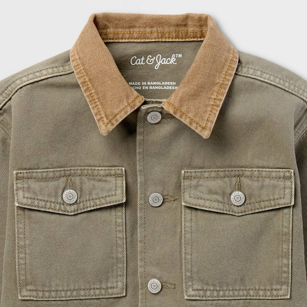 Toddler Boys' Contrast Collar Denim Jacket - Cat & Jack™ Light Green 12M | Target