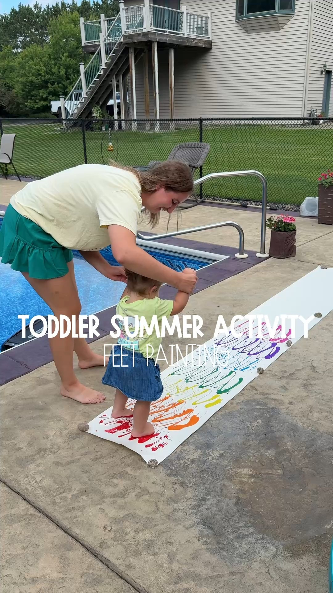 Toddler Summer Activity: Feet Painting! 🎨👣

We’ve been loving outdoor toddler art activities lately, and this one is so easy to set up — and so much fun!

Just roll out some paper, squeeze on a few blobs of washable paint, and let your toddler create their masterpiece using their feet! 👣🎨

It’s an amazing sensory activity and you get the cutest little footprint art to save or display. 💛

Heads up: it gets messy (in the best way)! We did ours in the morning and then hopped right into the pool to rinse off and keep the fun going. 💦

It does get a little slippery, so make sure to stay close while they’re painting!

#toddlertips, #creativekids, #artactivities, #diyforkids, #playandlearn #toddlerart #toddleractivities #diytoddlerfun 

Art for toddlers, toddler crafts, toddler summer activities, 

#LTKFamily #LTKKids #LTKSeasonal