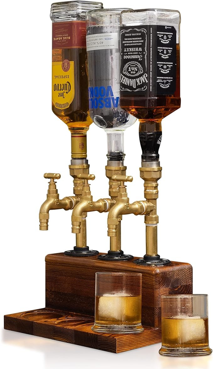 Wood Liquor Dispenser-Solid Base Real Brass, Leakproof,Smooth Pouring Dispenser for Home Bar- Fat... | Amazon (US)
