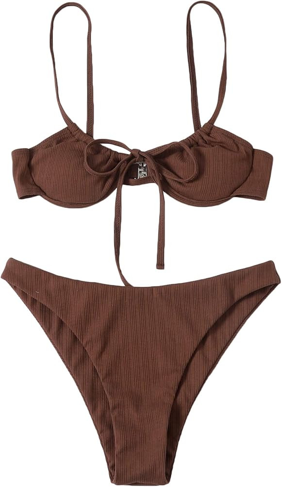 SOLY HUX Women's 2 Piece Swimsuit High Waisted Bikini Sets Sexy Thong Bathing Suit Spaghetti Stra... | Amazon (US)