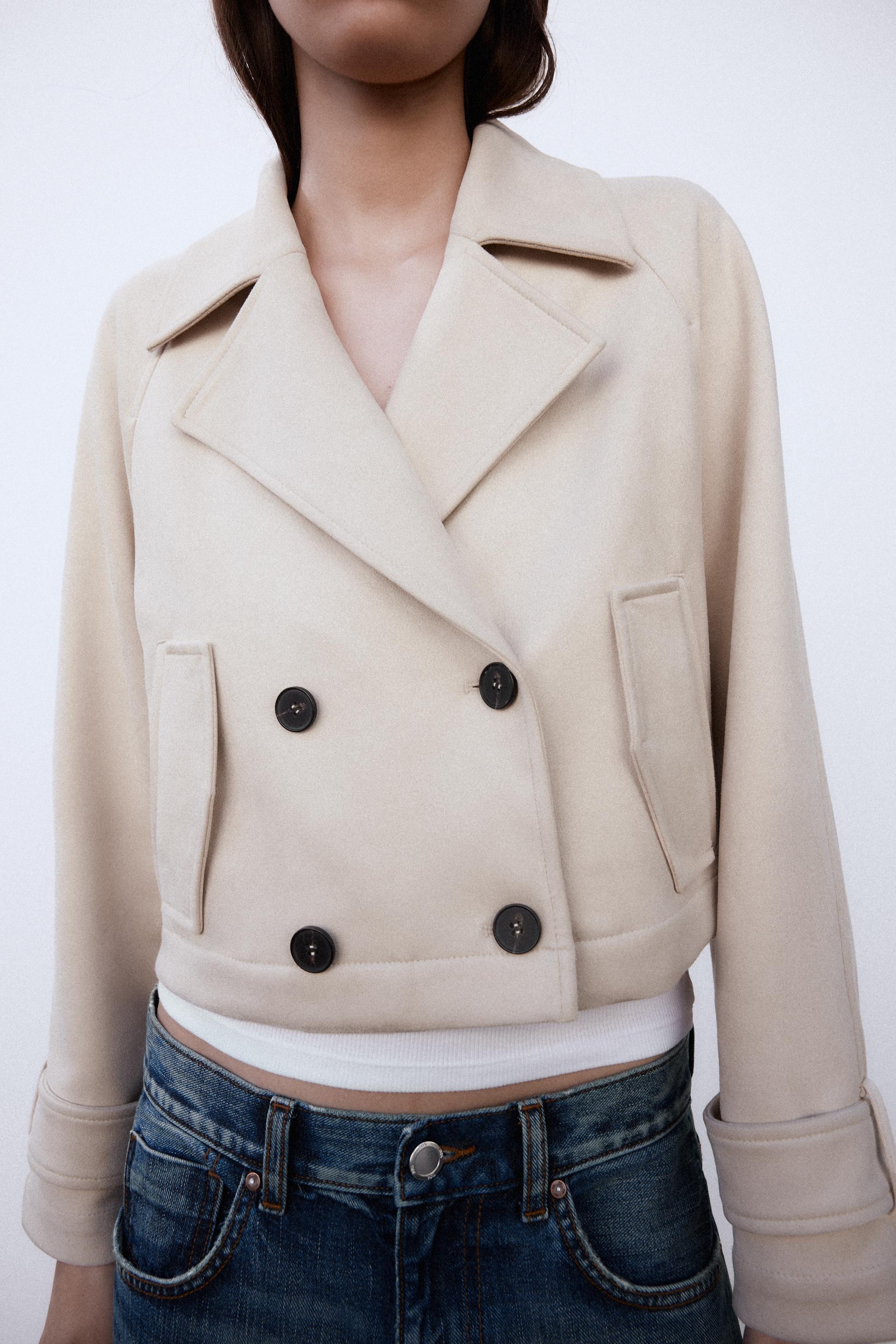 SHORT FAUX SUEDE TRENCH COAT | Zara US