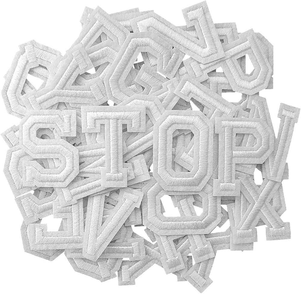 52Pcs Iron on Letter Patches, Letters A-Z Embroidered Applique Patches for Clothes, Skirts, Hats,... | Amazon (US)