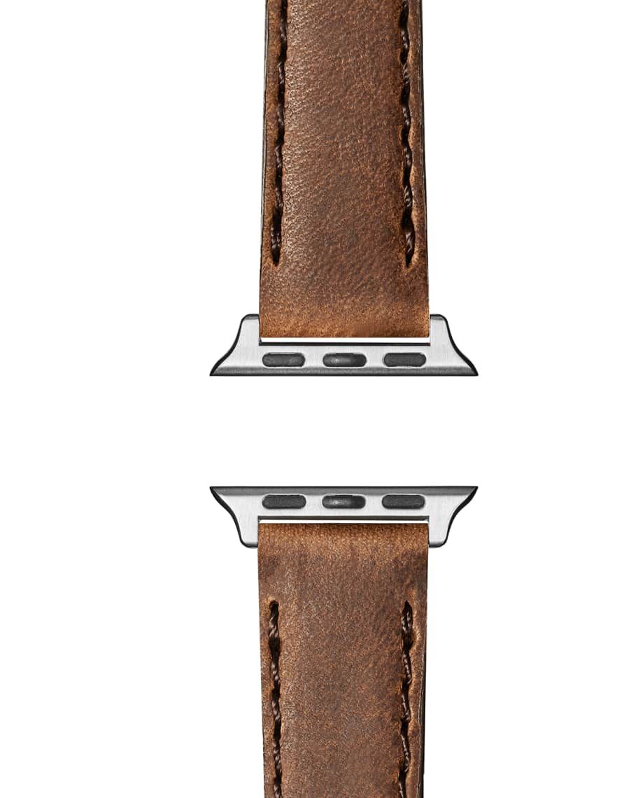 Shinola Men's 20mm Grizzly Leather Strap for Apple Watch | Neiman Marcus