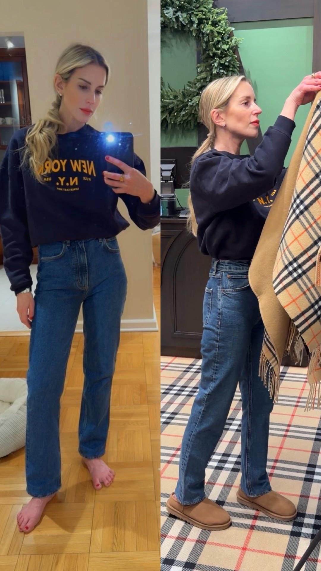 Hands down one of the coziest sweatshirts I own and it’s 55% off right now!  Forgot to take a photo with the uggs indoors but I included one of me out and about so you can see (not the best pic but it will give you an idea of how it looks with the rest of the look)!  Uggs are also on sale as well! 

Straight jeans  high waisted jeans high waist jeans cozy sweatshirt winter outfit 

#LTKdayinmylife #LTKSaleAlert #LTKFindsUnder100