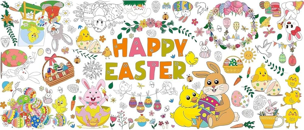 Easter Colouring Tablecloth for Kids, Giant 72x30 Inch Colouring Craft Poster Banner, Party Table... | Amazon (CA)