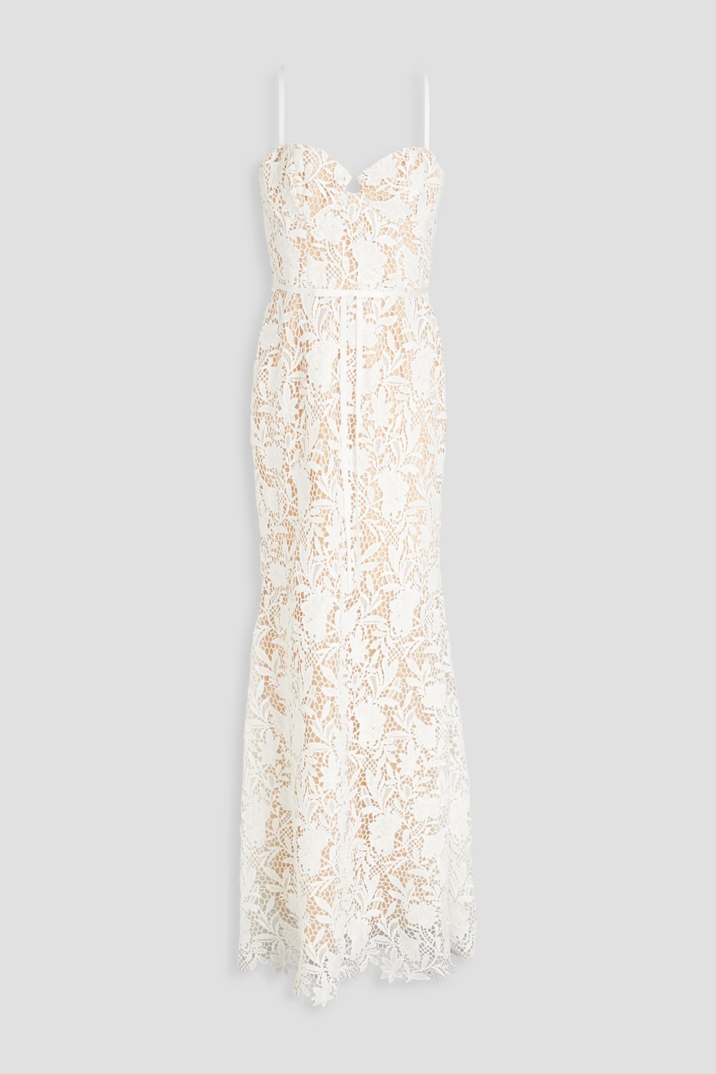 Satin-trimmed guipure lace and tulle gown | The Outnet (US and CA)