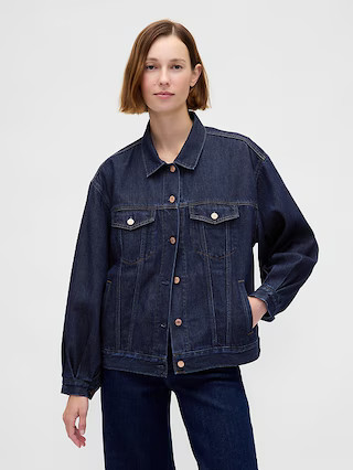 UltraSoft Oversized Balloon-Sleeve Icon Denim Jacket | Gap (US)