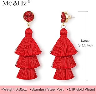 Me&Hz Colorful Layered Tassel Earrings Bohemian Statement Tiered Tassel Big Dangle Drop Earrings ... | Amazon (US)