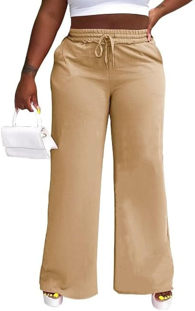 HBQ Women Casual Wide Leg Pants Lightweight Flowy Joggers Baggy Lounge Sweatpants with Pockets | Amazon (US)