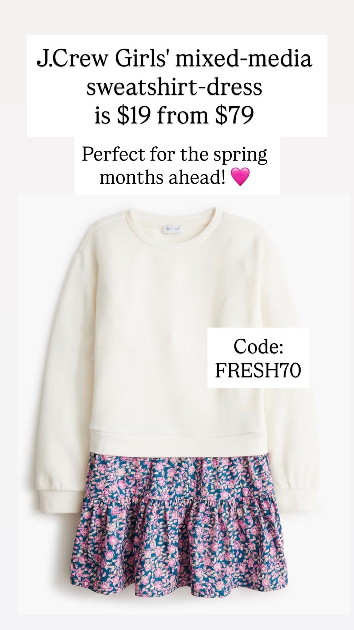 J.Crew mixed media dress is $19 

#LTKKids #LTKSaleAlert