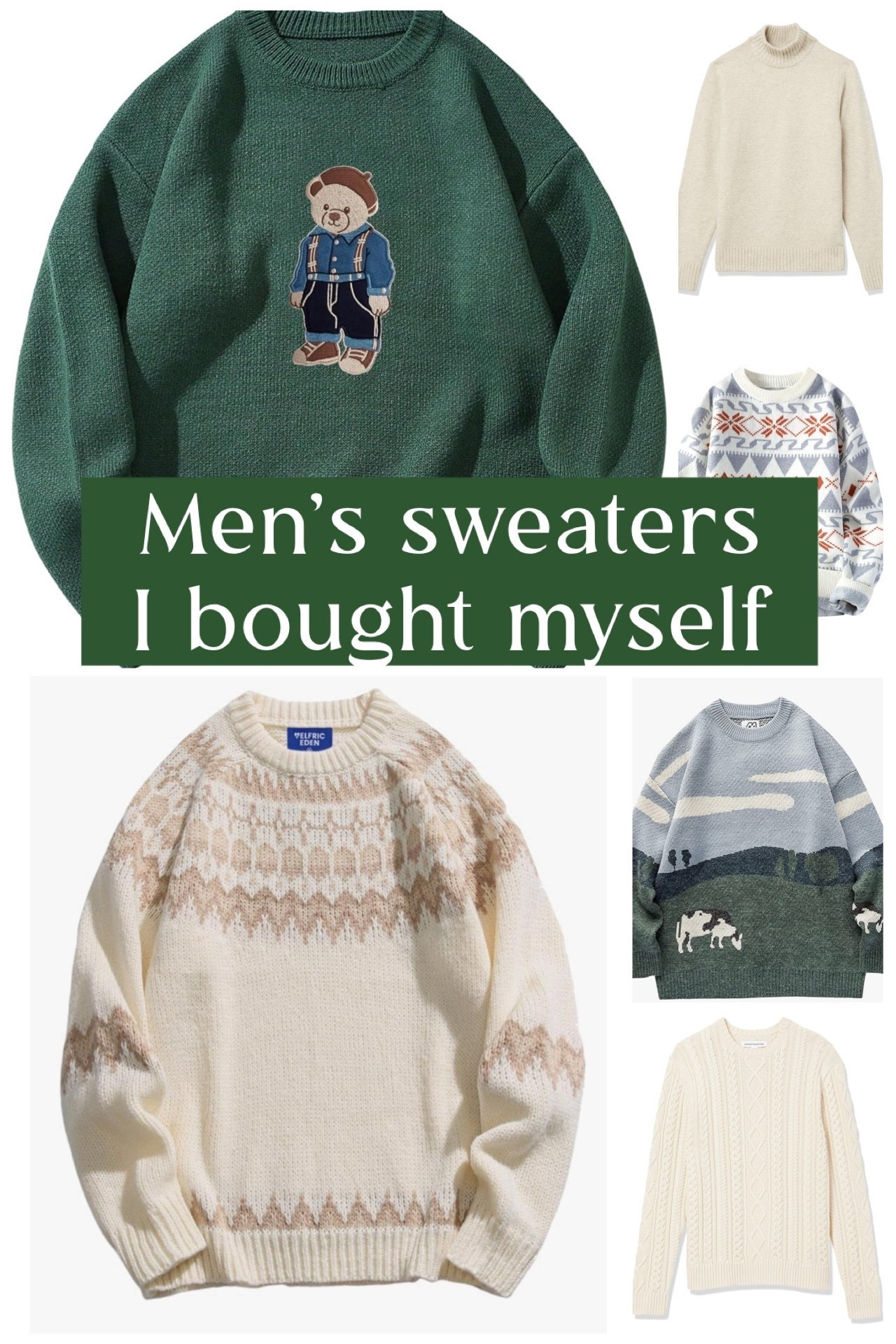 Men’s Sweaters I Bought Myself

Cozy season is here, and I’ve fully embraced the oversized men’s sweater moment. These Amazon finds are the perfect mix of comfy, cute, and budget-friendly — from the viral teddy bear knit to the fair isle and countryside graphics. I sized up for that relaxed, slouchy fit and love every single one. Such a fun way to add texture + personality to winter outfits, and so easy to style with leggings or denim. Linking all the exact sweaters I grabbed so you can shop your favorites!

cozy winter sweaters, men’s sweaters for women, oversized sweater outfits, Amazon winter fashion, Amazon sweaters, holiday outfit ideas, graphic sweaters, cable knit sweaters, fair isle sweater, casual winter style, trending Amazon finds, neutral sweaters, cold weather outfits, comfy casual outfits, elevated basics, gifts for her, gifts for him, gift ideas Amazon ✨

#LTKGiftGuide #LTKMens #LTKFindsUnder50