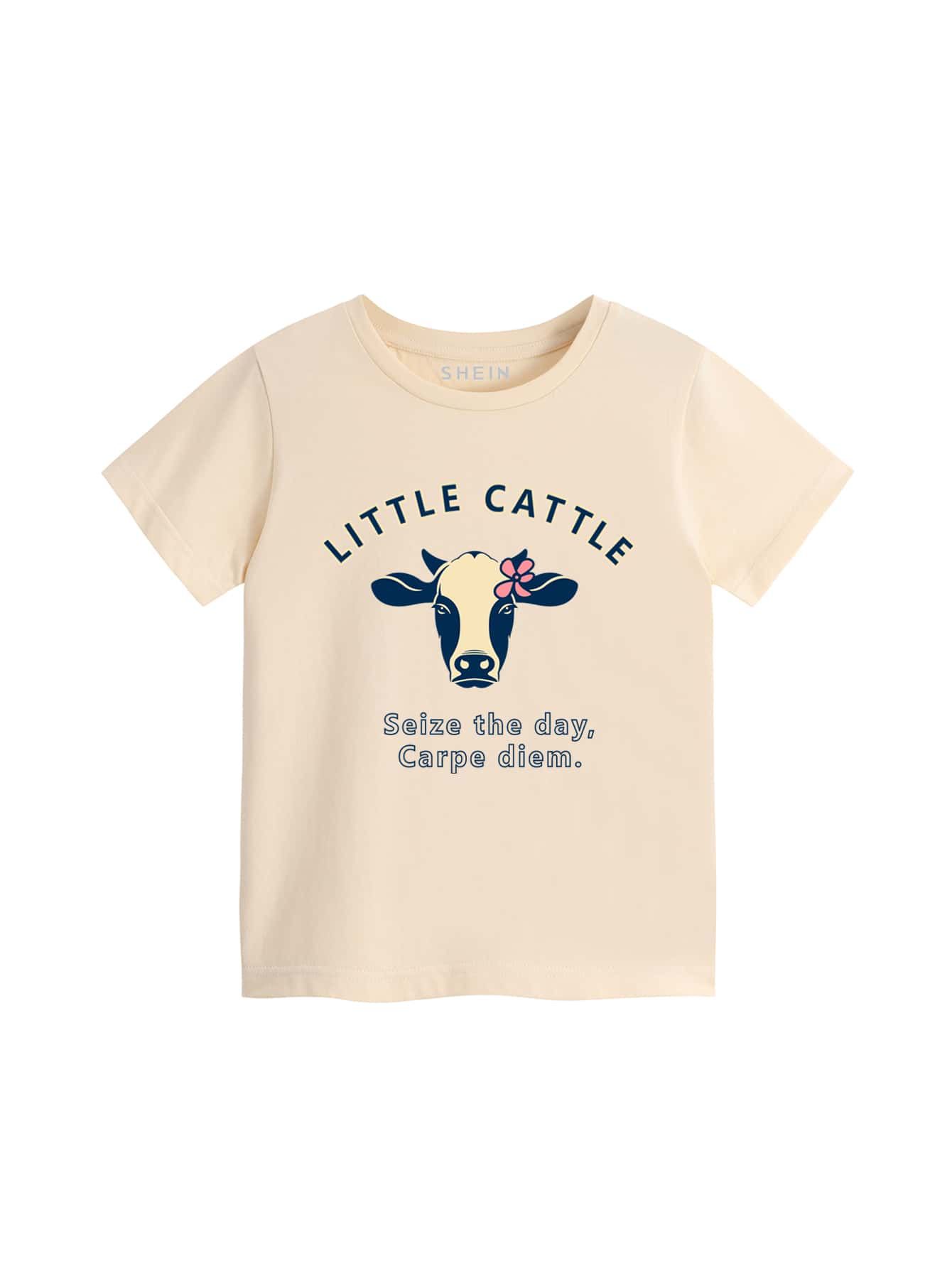Toddler Girls Cow & Slogan Graphic Tee | SHEIN