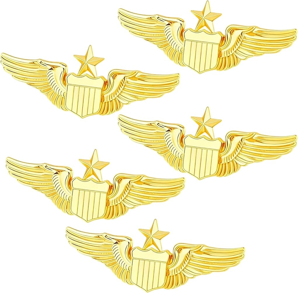 5Pcs Gold Pilot Wing Pins for Aviators,Flight Attendants Design for Uniforms,Jackets,Hats Ideal f... | Amazon (US)