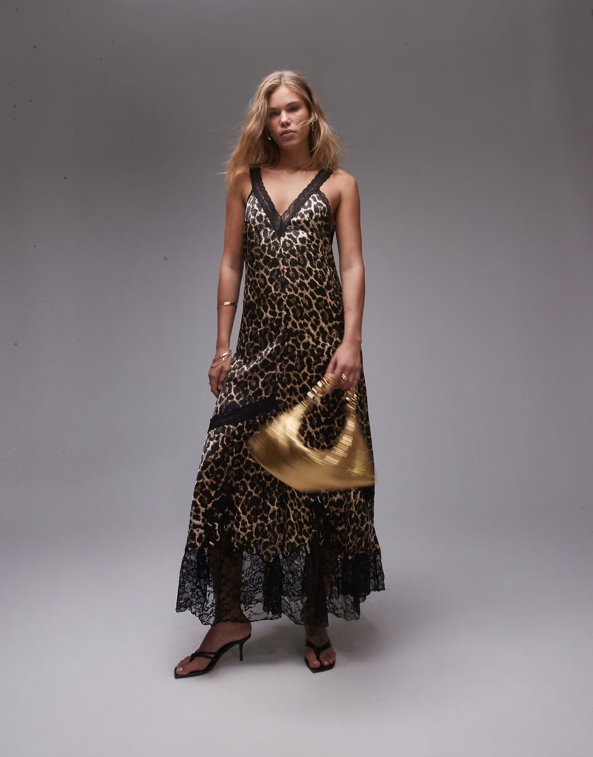 Topshop maxi dress with lace insert in animal print | ASOS (Global)