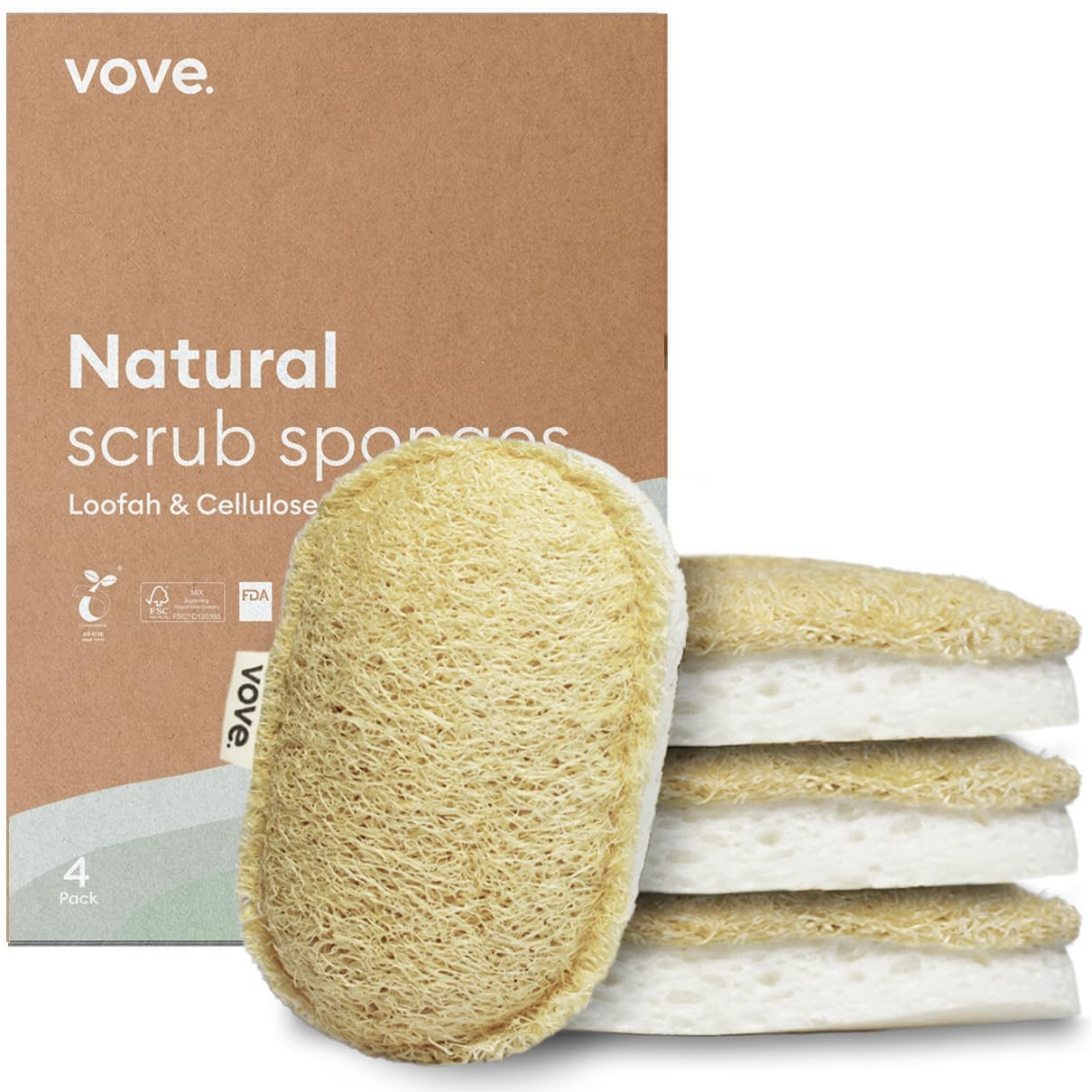 | Premium Natural Kitchen Sponge | Non Scratch | Long Lasting | waste Free | Compostable Sponge K... | Amazon (US)