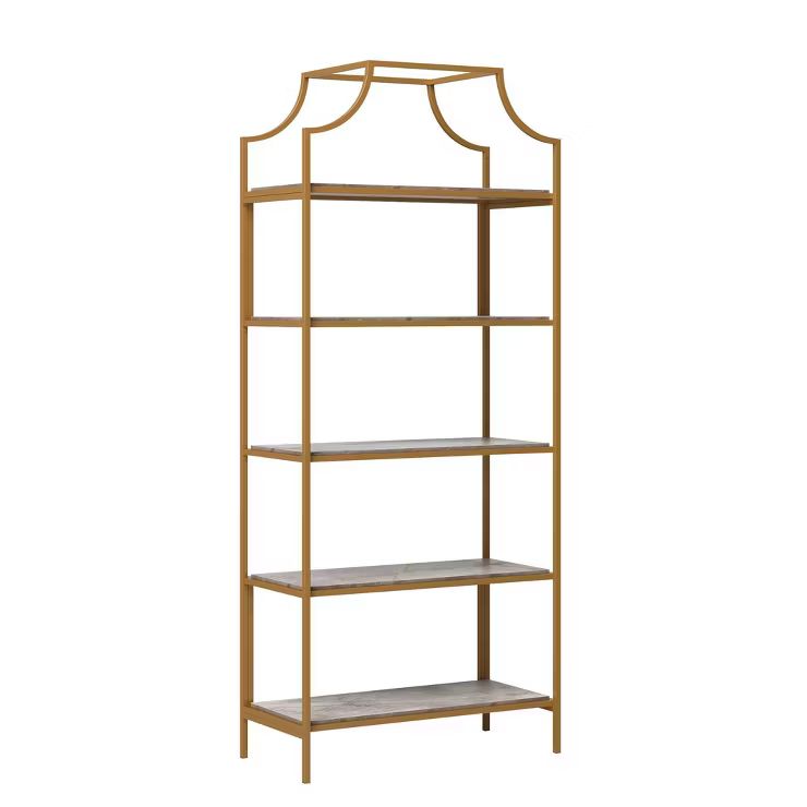 70.88" 5 Shelves International Lux Metal Frame Bookcase Deco Stone - Sauder | Target