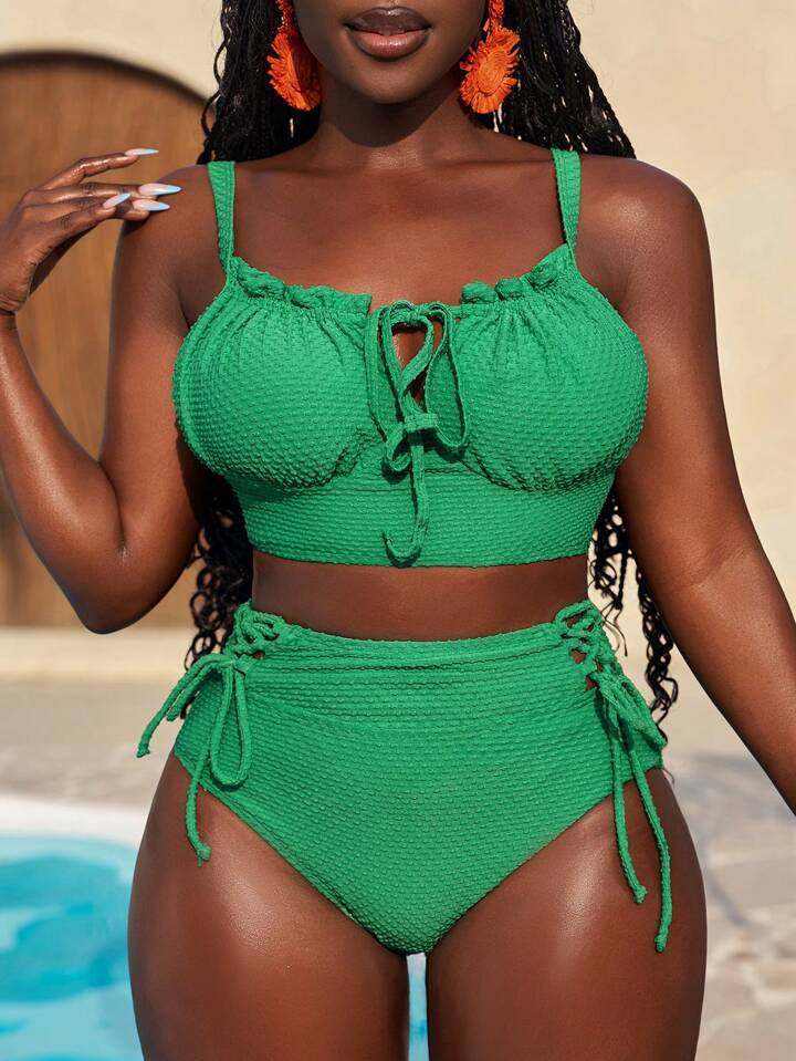 Slaydiva 2pcs/Set Green Sexy Women's Swimwear For Summer Beach Vacation | SHEIN