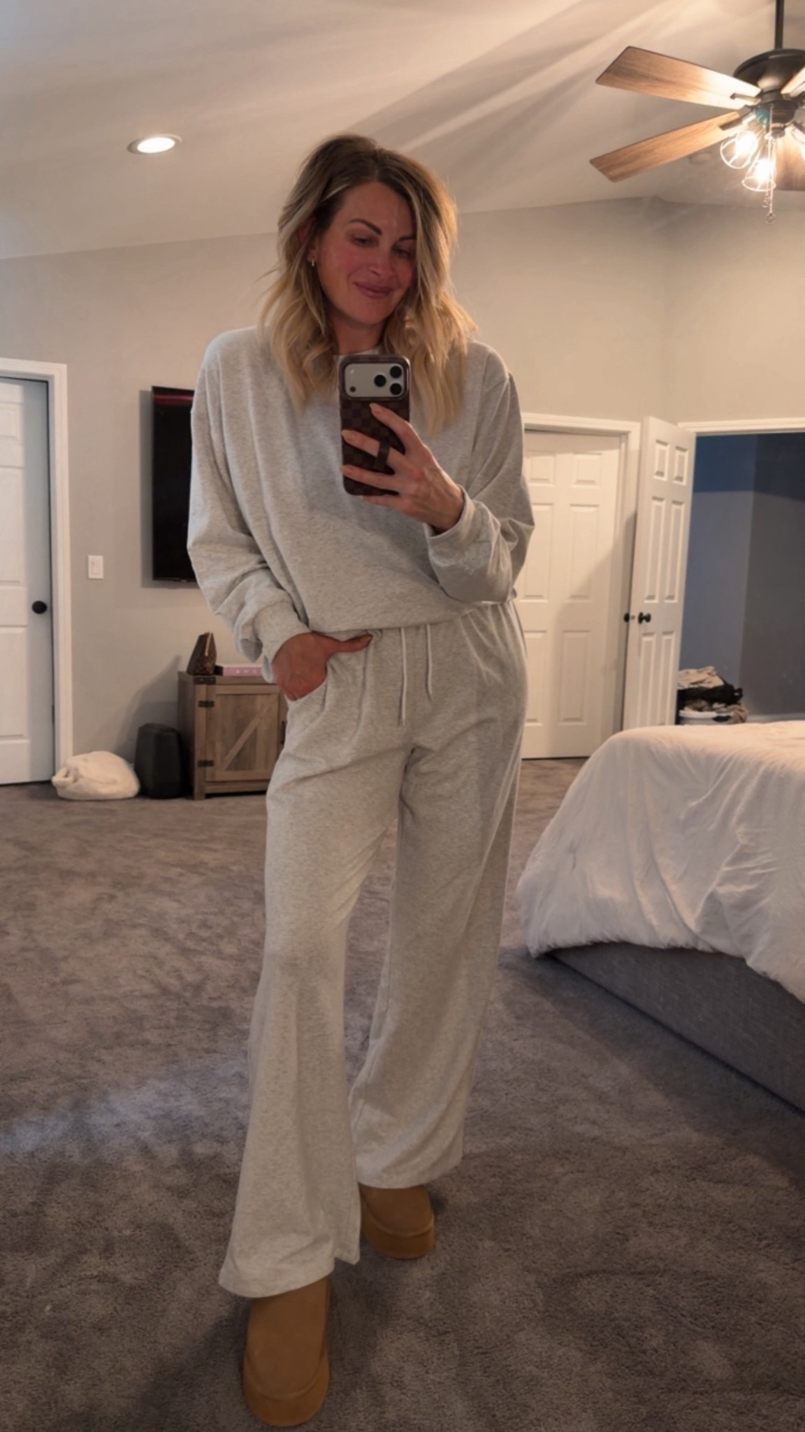 This entire lounge fit is under 25$! Sayyy what!!!! So cute and so comfortable! It’s also so soft. I did a large in the sweater again for an oversized fit. I did a medium in the pants for length. I could have done a small but I love how roomy they are so I’m going to keep the mediums! Tall girl approved ✔️

#LTKTall #LTKFindsUnder50 #LTKootd