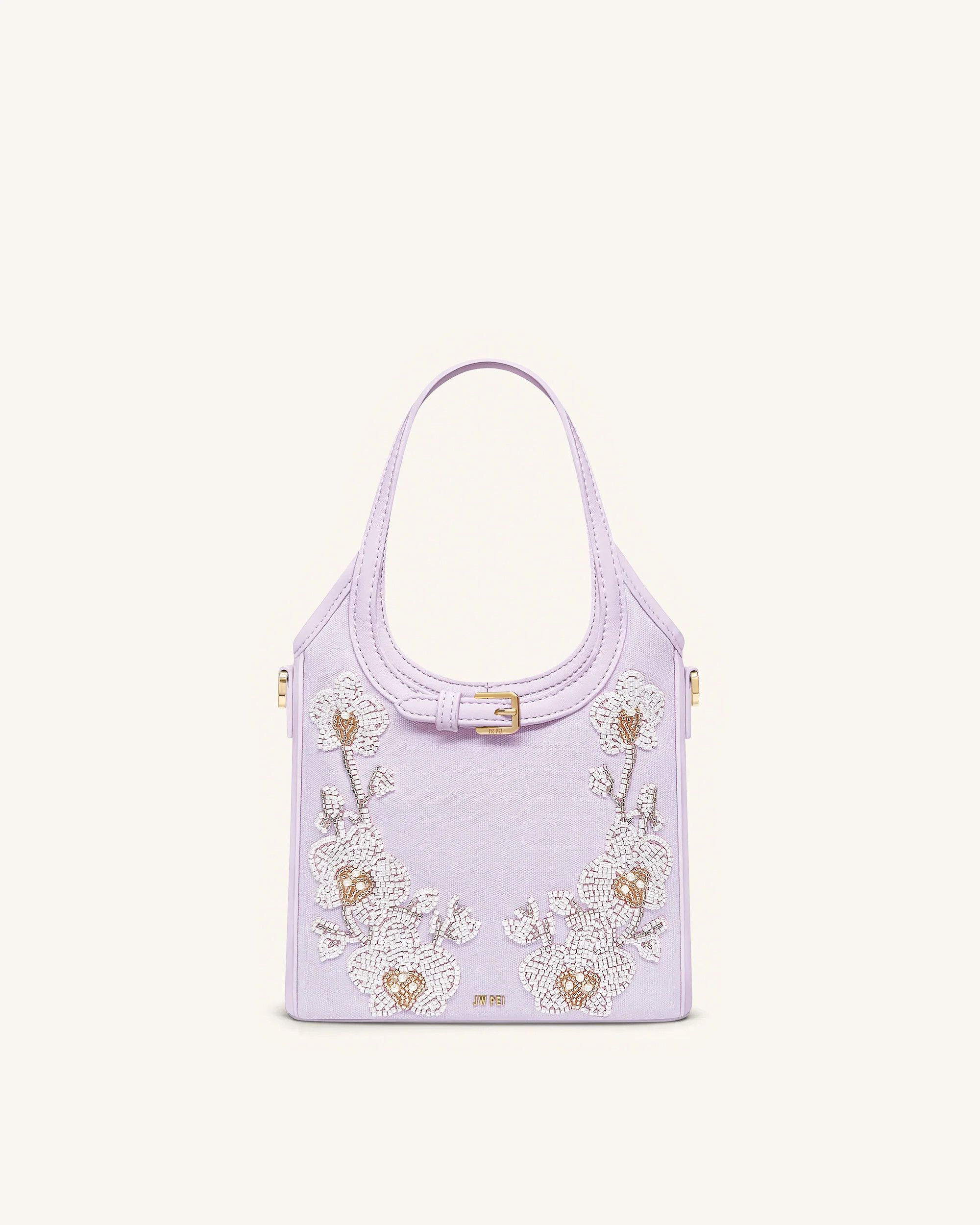 Brooke Mini Belted Embellished Orchid Beaded Top Handle Bag - Lavender | JW PEI US