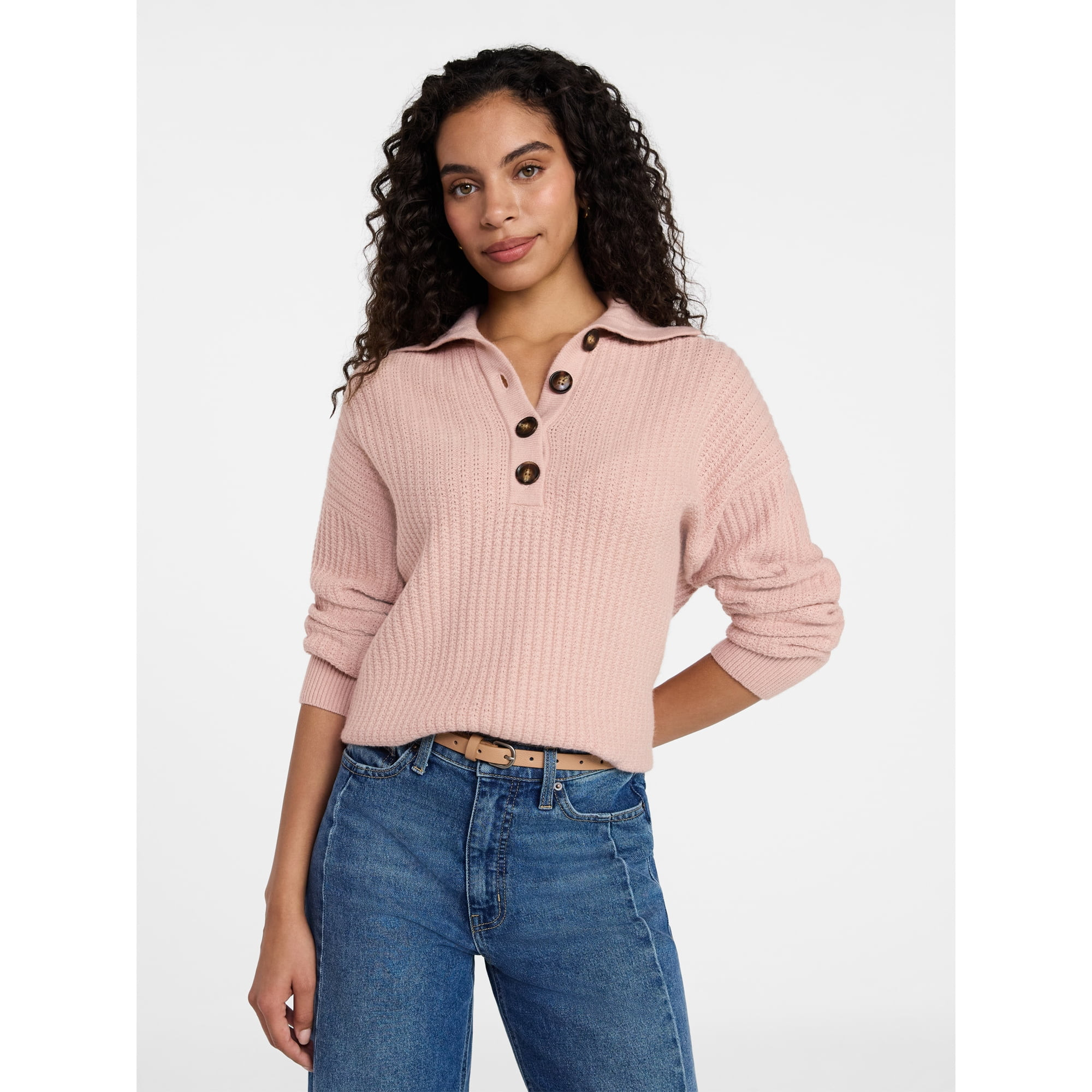 Time and Tru Women's Pullover Henley Sweater, Sizes XS-XXXL | Walmart (US)
