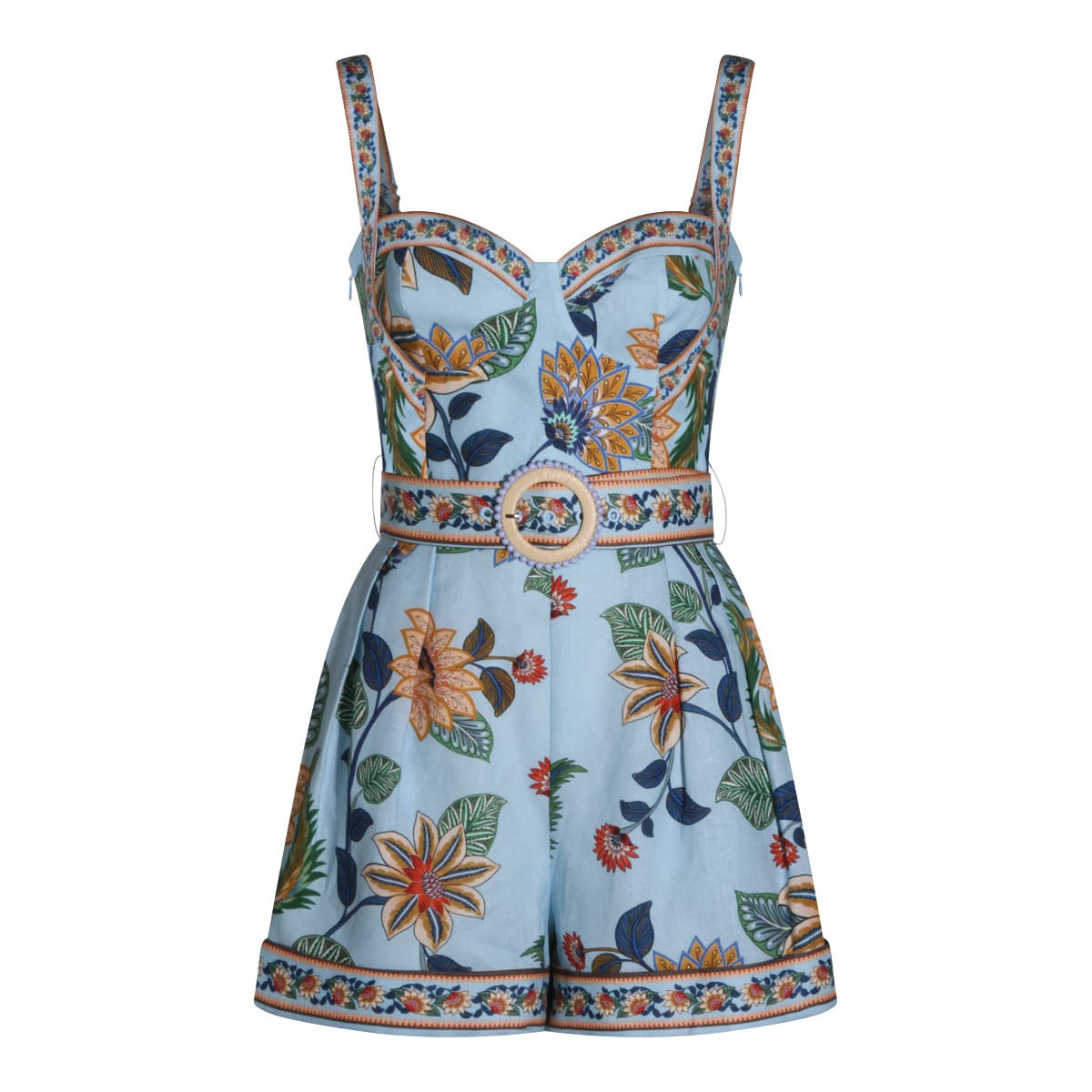 Farm Rio Light Blue Linen Jumpsuit | Italist.com US