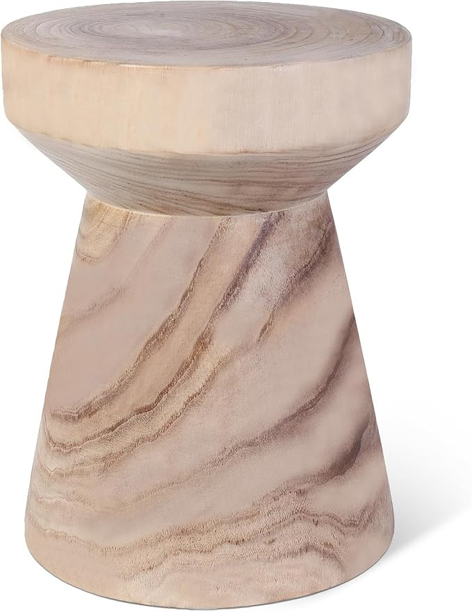 Athaliah Wooden Side Table, 15.8" Hand Carved Rustic Wood Tree Stump End Table, Natural Paulownia... | Amazon (US)