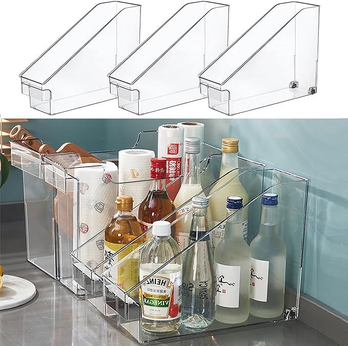 LALASTAR 3-Pack Clear Storage Bins, Tall Slim Kitchen Organizers and Storage with Wheel, Acrylic ... | Amazon (US)