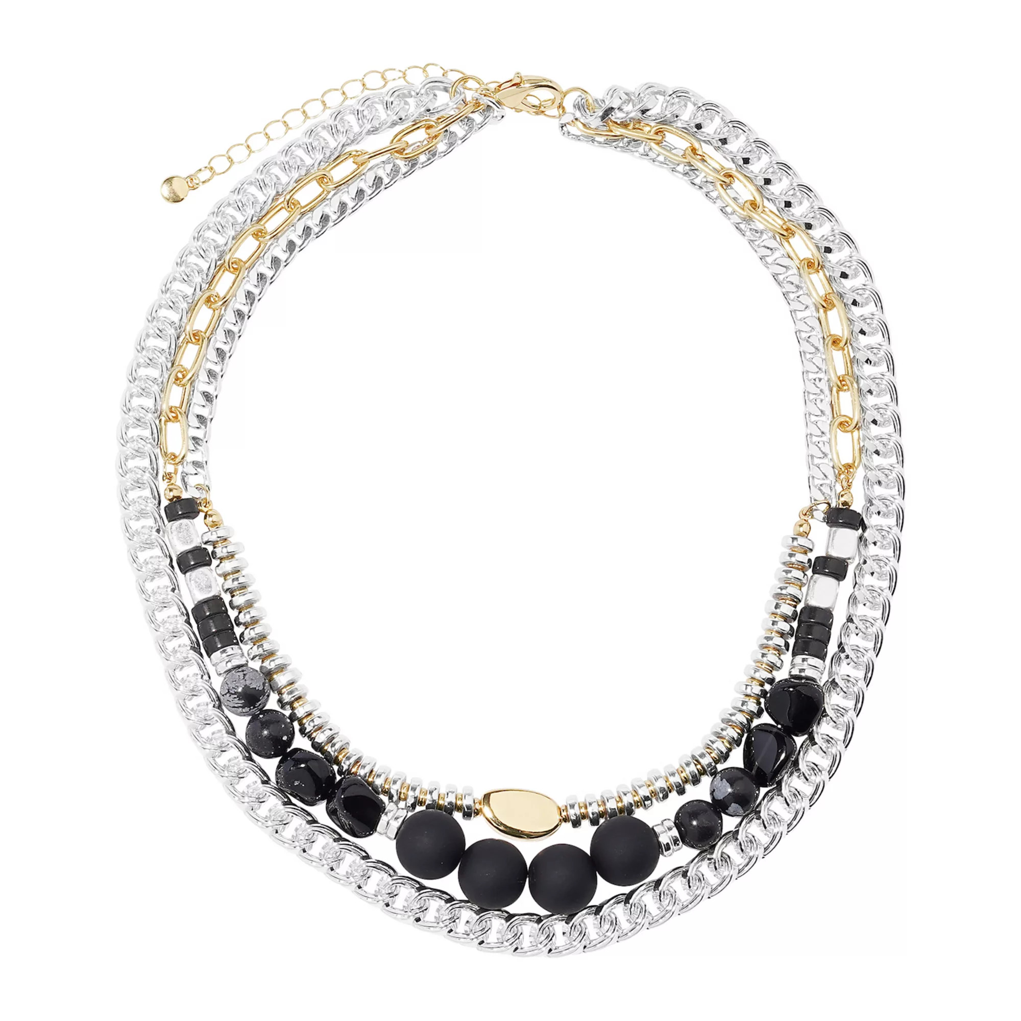 Sonoma Goods For Life® Two Tone 3 Row Chain Beads Necklace | Kohl's