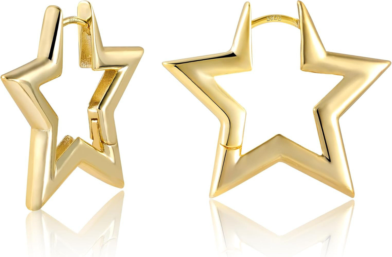 925 Sterling Silver Earrings Star Geometric Rhombus Silver Hoop Earrings for Women Trendy Small H... | Amazon (US)