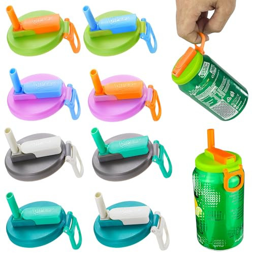 DIPESI 8 pack 8 color Soda Can Lids with Straws, Pop Can Cover，Reusable Silicone Straws Soda ​Can Covers,BPA-Free,Reusable Can Covers for soda,Coke,Beer,Juice,Beverage,Fits Standard Cans | Amazon (US)