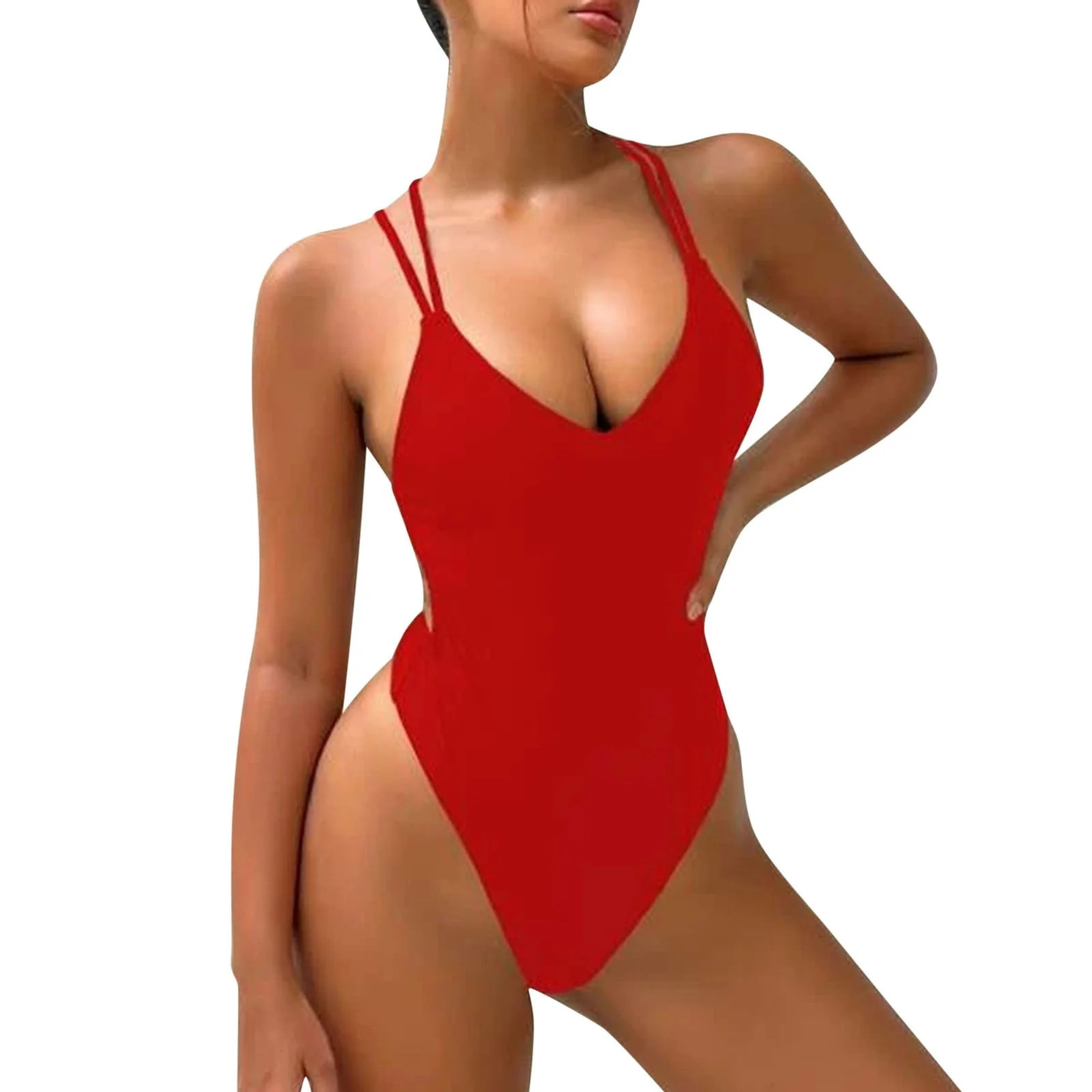 kpoplk One Piece Swimsuits Women Bathing Suit V Neck Swimwear Tummy Control Monokini Cross Backle... | Walmart (US)