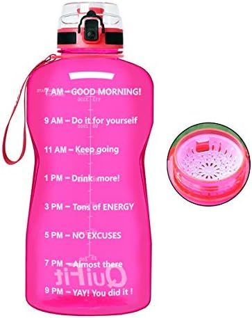 QuiFit Motivational Half Gallon Water Bottle - with Time Marker & Strainer Leak-Proof Durable BPA... | Amazon (CA)