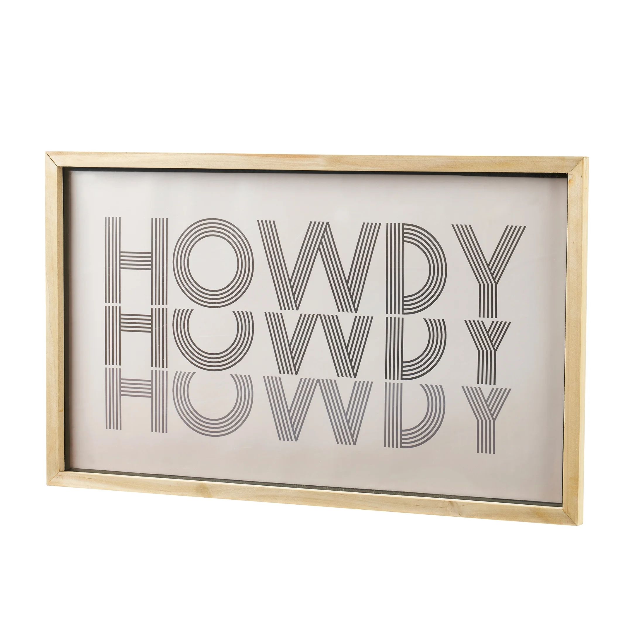 Howdy Print Natural Wood Framed Wall Art, 22" x 13" | Walmart (US)