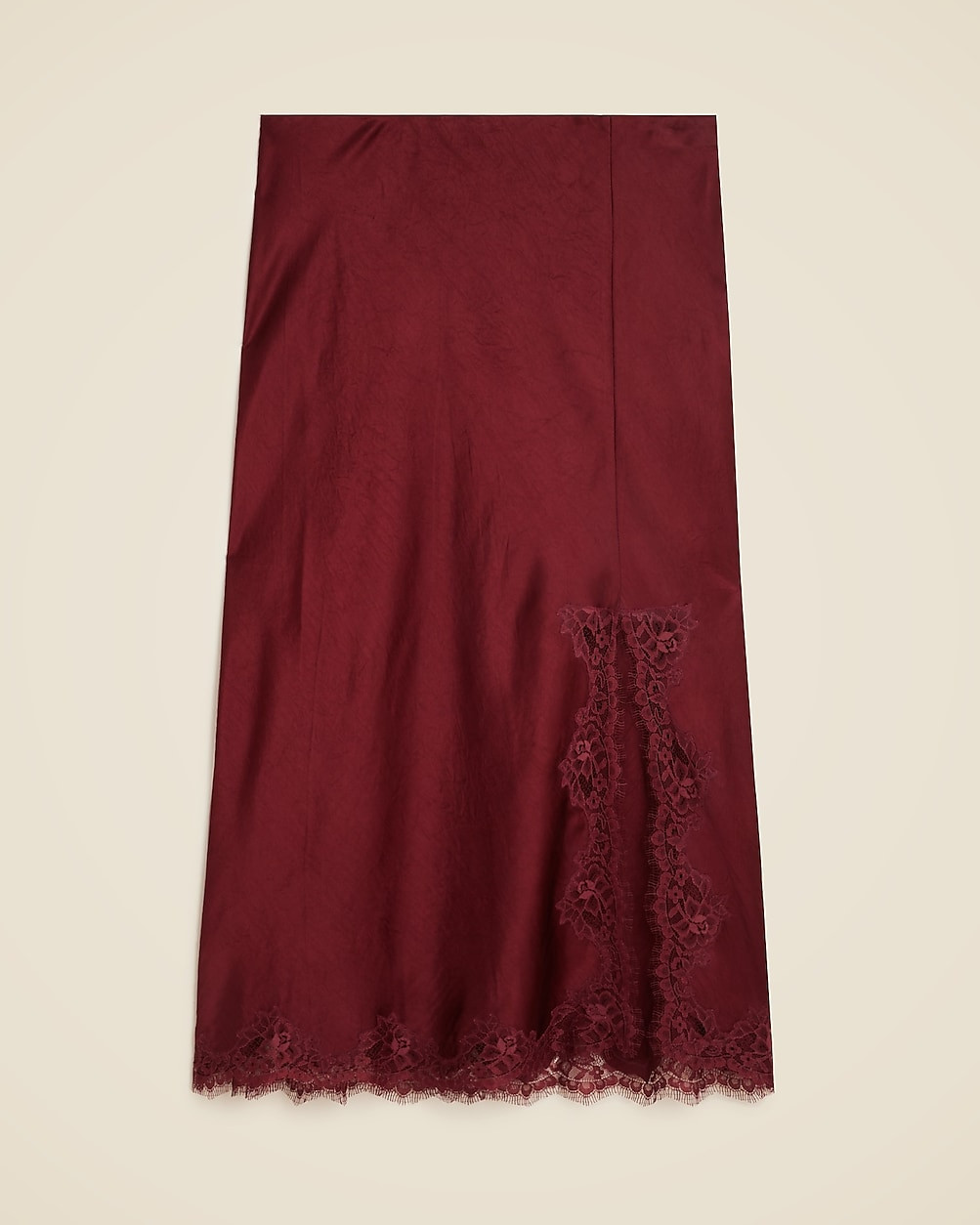 Gwyneth lace-trim slip skirt in textured satin | J. Crew US