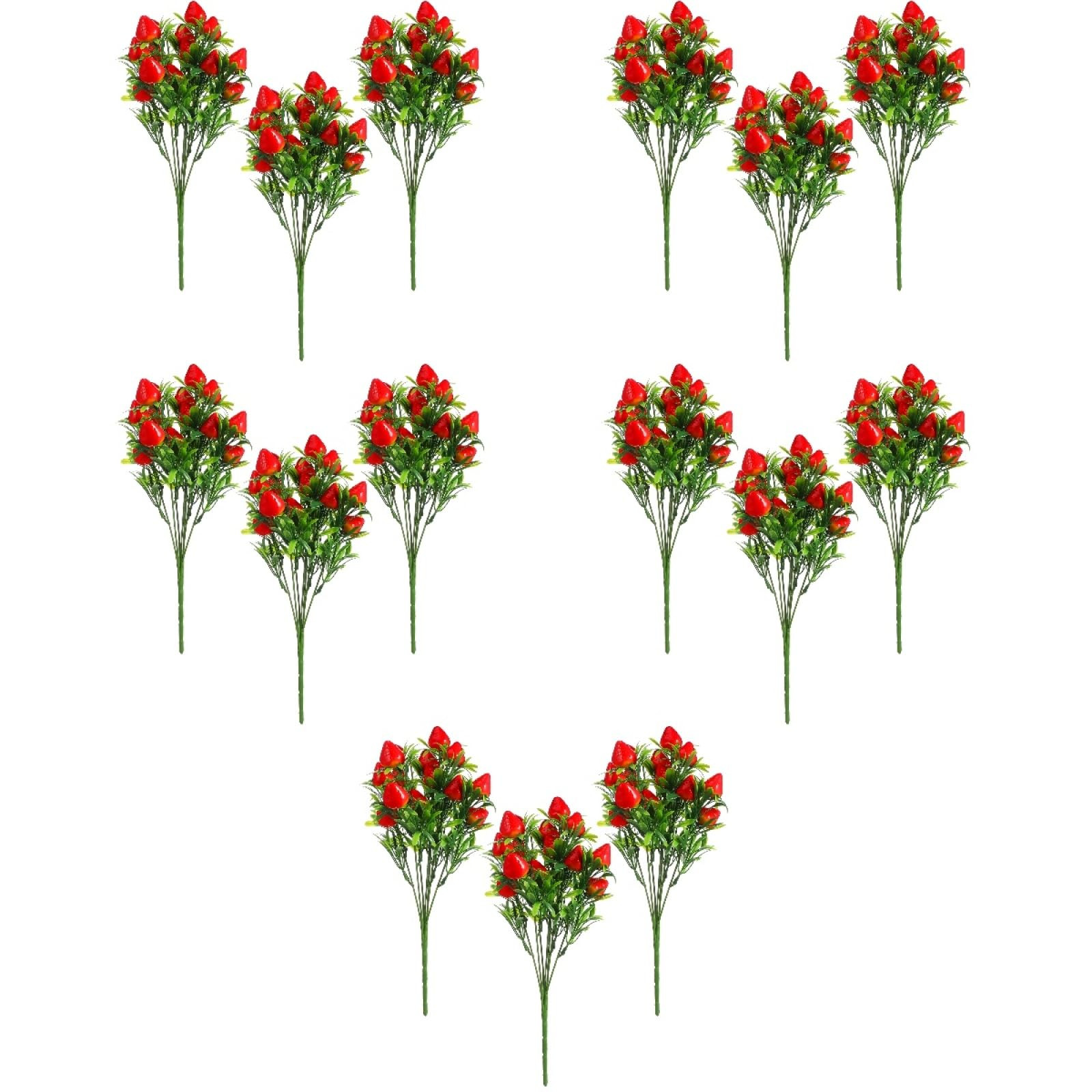 PRETYZOOM 15pcs Plastic Strawberry Picks, 10.5'' Long Stem Strawberry Branches, Artificial Fruit ... | Amazon (US)