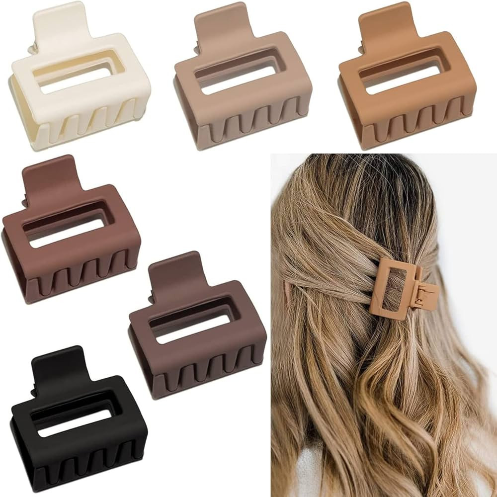 Alxiluax Medium Claw Hair Clips for Women Girls, 6 Pack Strong Hold 2" Matte Rectangle Small Hair... | Amazon (CA)