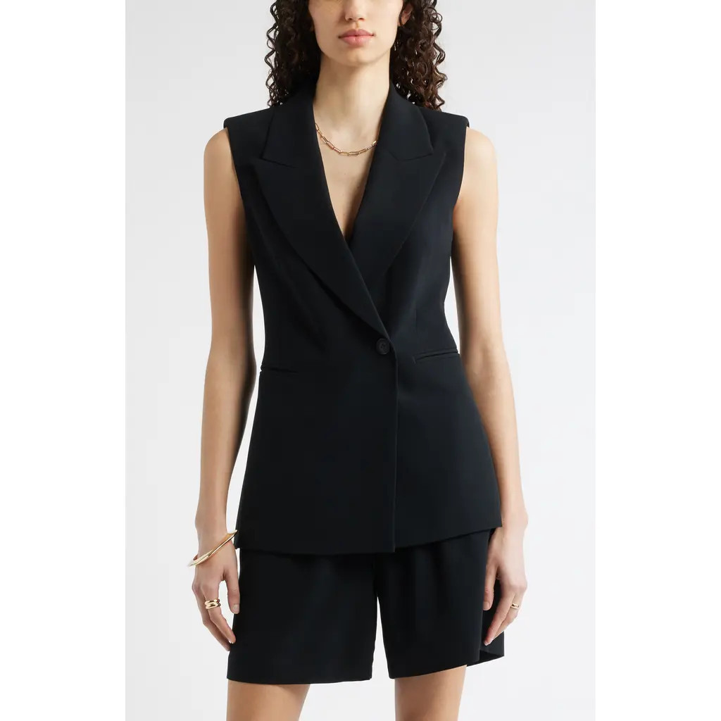 Nordstrom Sleeveless Crepe Blazer in Black at Nordstrom, Size Medium | Nordstrom