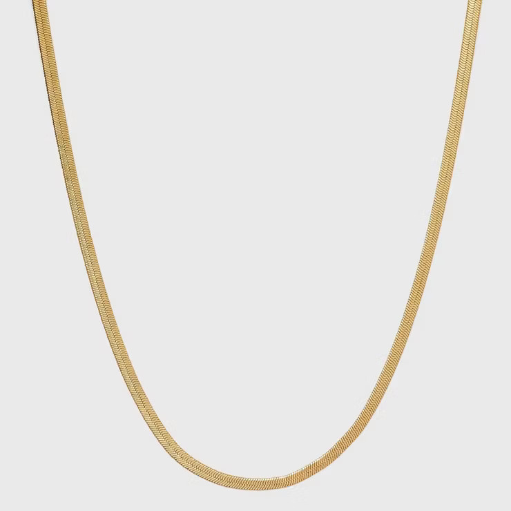 Small Flat Herringbone Chain Necklace - Universal Thread™ Worn Gold | Target