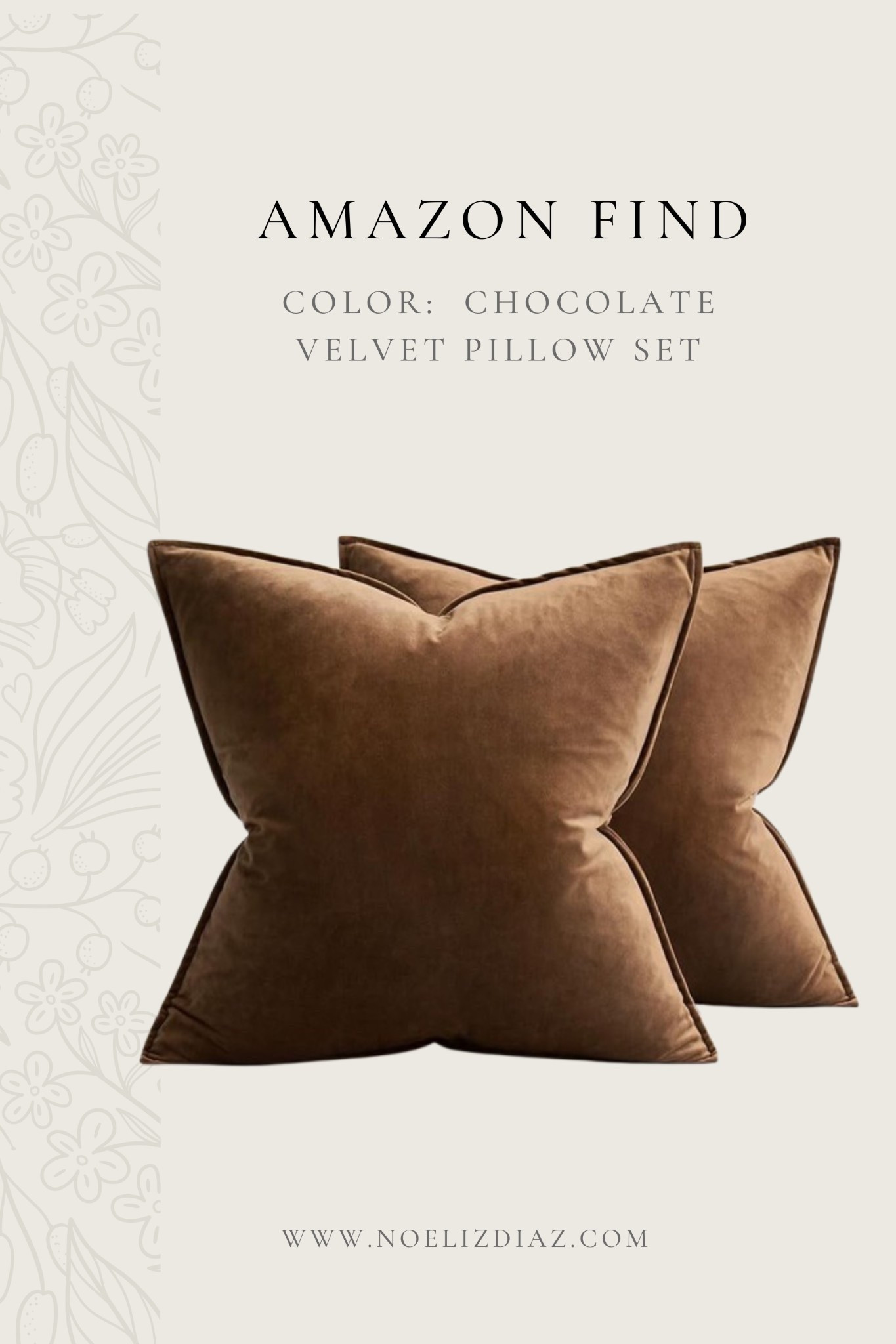 Soft chocolate velvet pillow set on sale now! Perfect for fall seasoning and all year long! #neutrals #home #cozypillows 

#LTKHome #LTKSaleAlert #LTKFindsUnder50