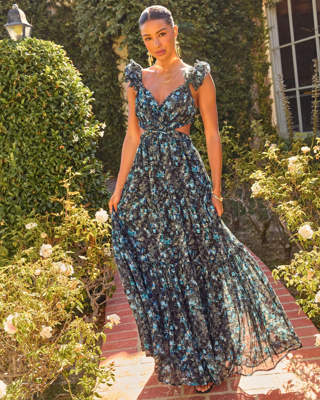 Meadow Ritual Floral Cut Out Maxi Dress | VICI