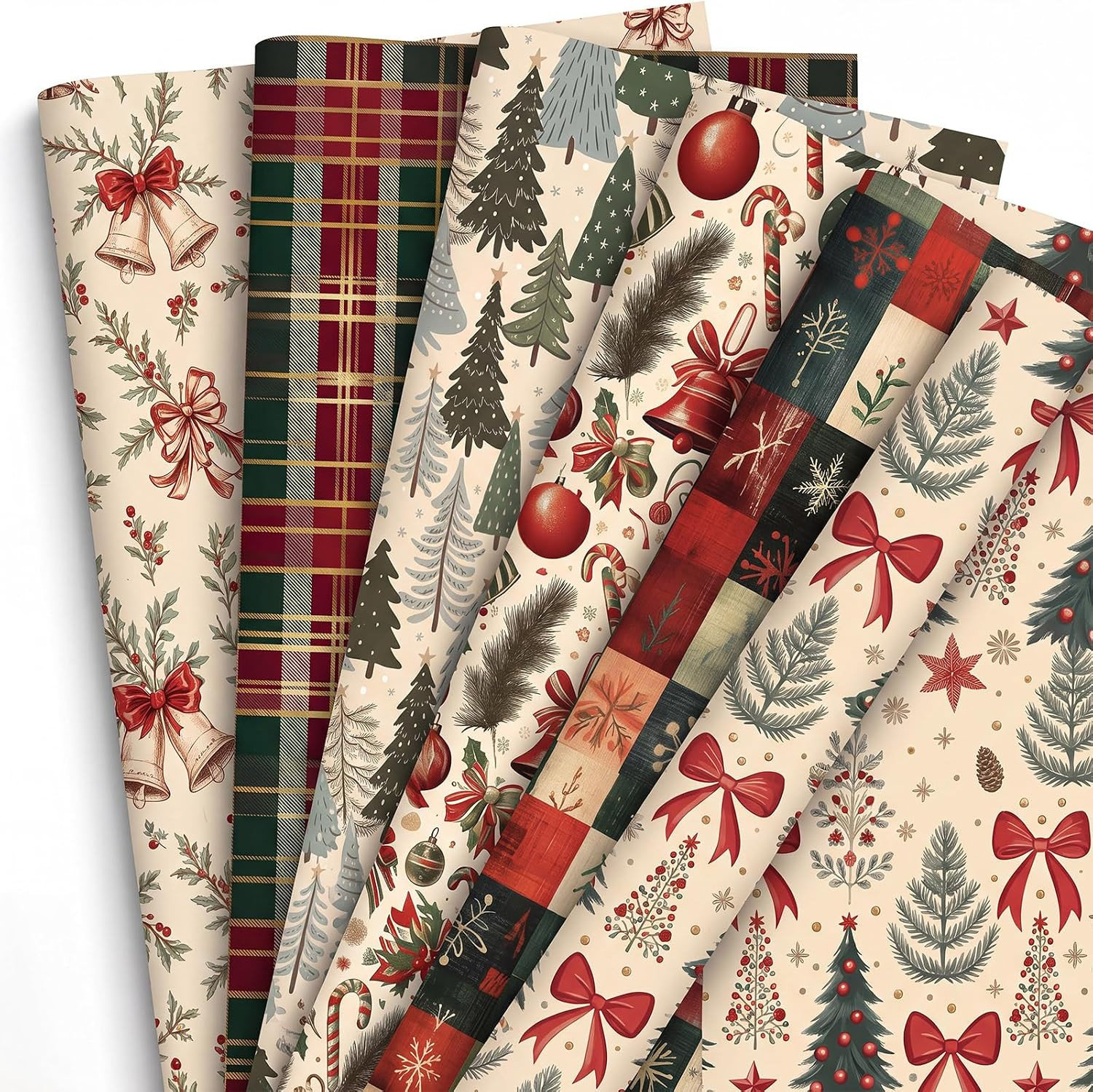 12 Sheets Vintage Christmas Wrapping Paper, 20"x29" | Amazon (US)