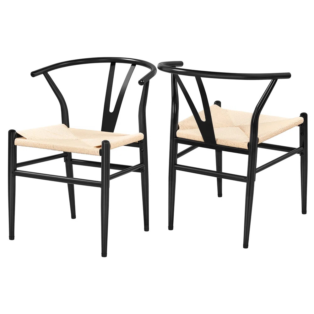 Mid-Century Metal Dining Chair Weave Seat (Set of 2) | Wayfair North America