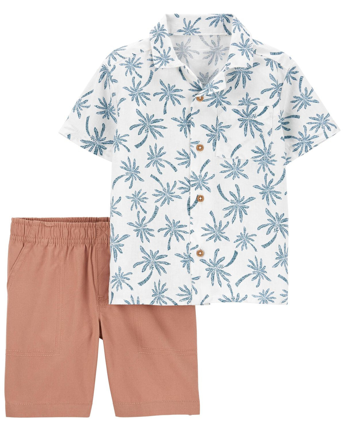 Multi Toddler 2-Piece Palm Tree Button-Front Shirt & Short Set | carters.com | Carter's