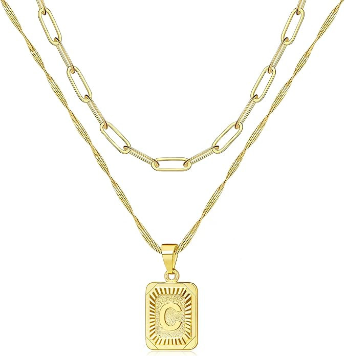 JSJOY Graduation Gifts 2024 Gold Initial Necklaces for Women Men Gold Letter Necklaces 26 Capital... | Amazon (US)
